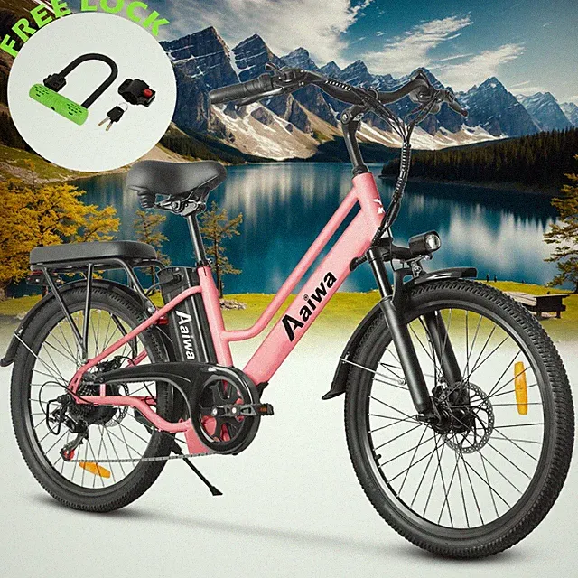 Pink 24" Mountain Electric Bicycle 750W 22MPH Adults Ebike City Commuter E-Bike